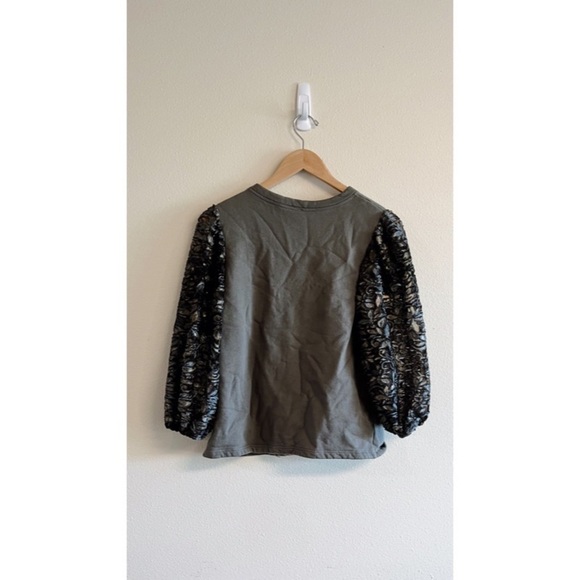 Anthropologie Amandi Floral Puff Sleeve Crewneck Sweatshirt - Picture 4 of 10